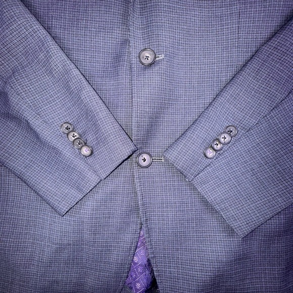 Ted Baker Blazer 40R Blue Black Check Endurance Single Breasted Suit Jacket - Picture 3 of 13